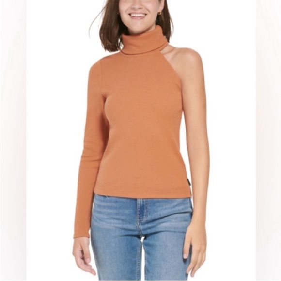 NWT Calvin Klein Jeans One-Shoulder Turtleneck Top - Picture 10 of 10